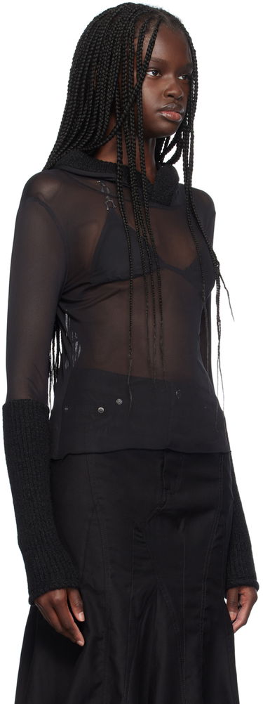 Džemper Miaou Miaou Mari Sheer Mesh Hoodie Crna | 8105PM2BLK, 1