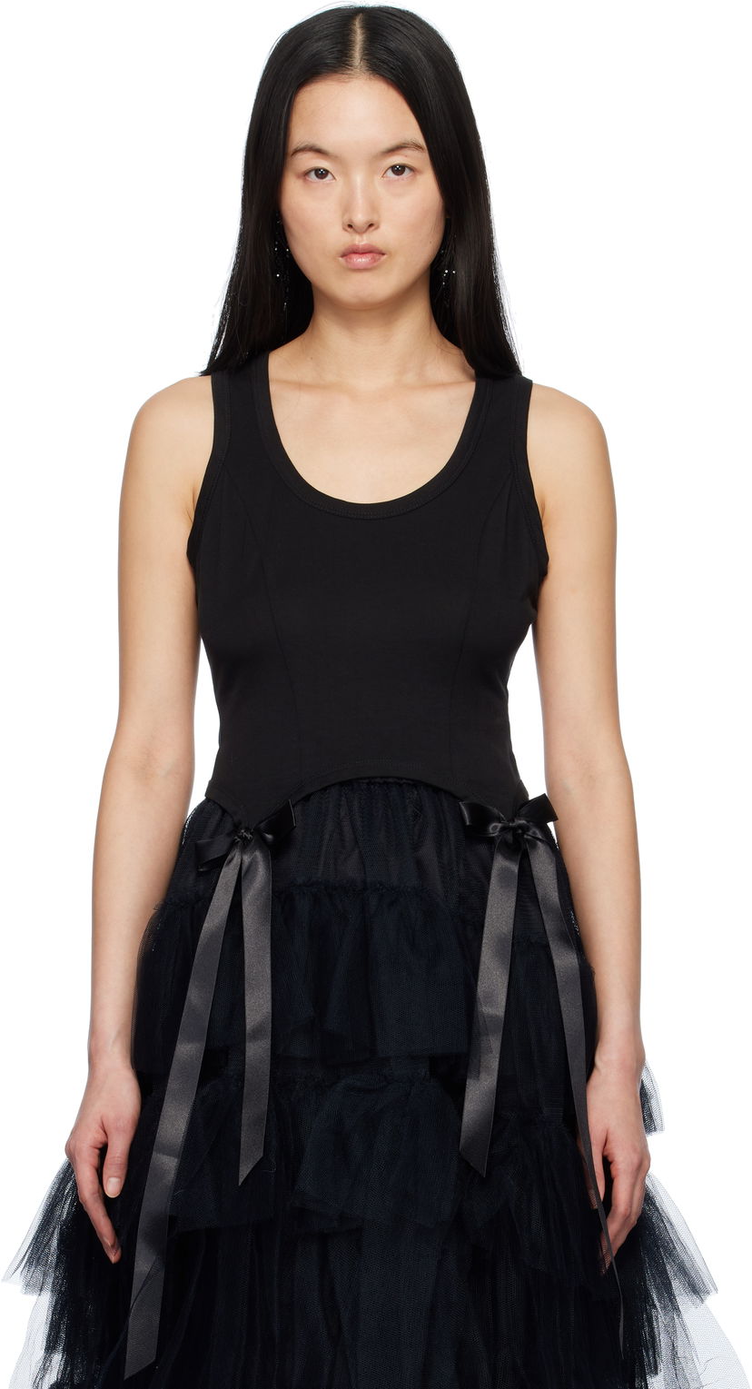 Majica bez rukava Simone Rocha Simone Rocha Bow Tail Tank Top Crna | 5222 0571