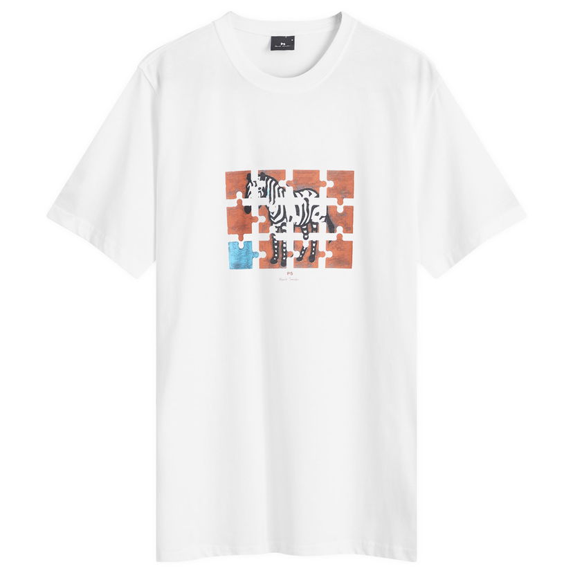 Majica kratkih rukava Paul Smith Paul Smith Men's Jigsaw Zebra Graphic T-Shirt, Size Large Bijela | M2R-011R-PP5079-01