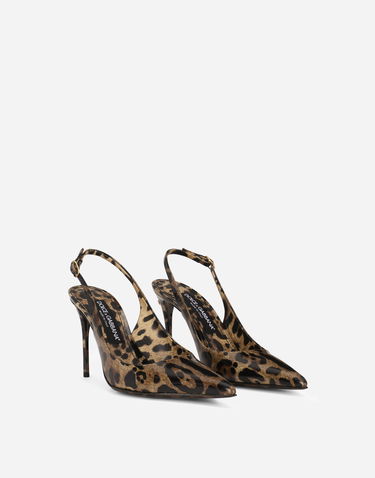 Tenisice i cipele Dolce & Gabbana Polished Calfskin Leopard Print Slingbacks Smeđa | CG0621AM568HA93M, 1