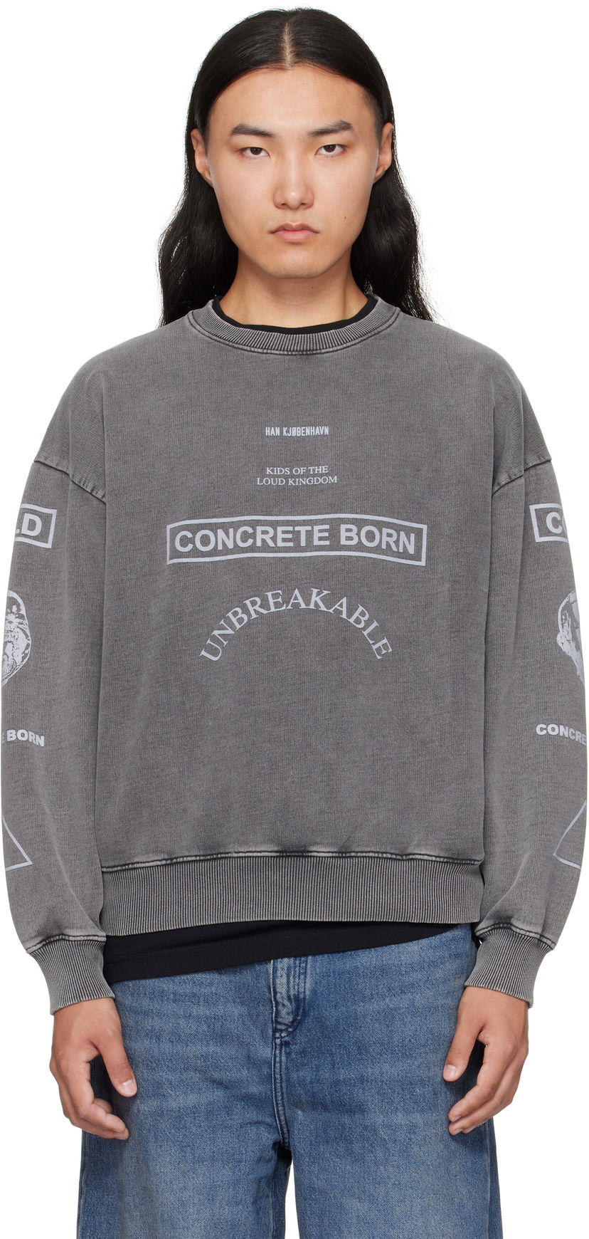 Dukserice Han Kjøbenhavn Han Kjobenhavn Graphic Printed Crewneck Sweatshirt Siva | M-134728