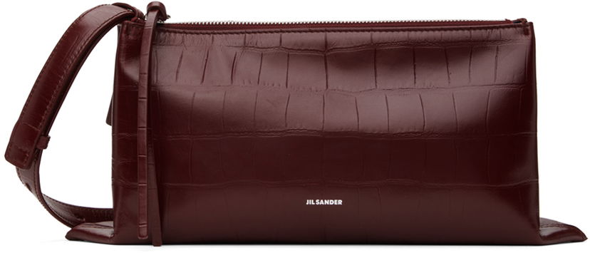 Ručna torbica Jil Sander Empire Small Croc-Effect Leather Shoulder Bag Crvena | J07WD0051_P7098