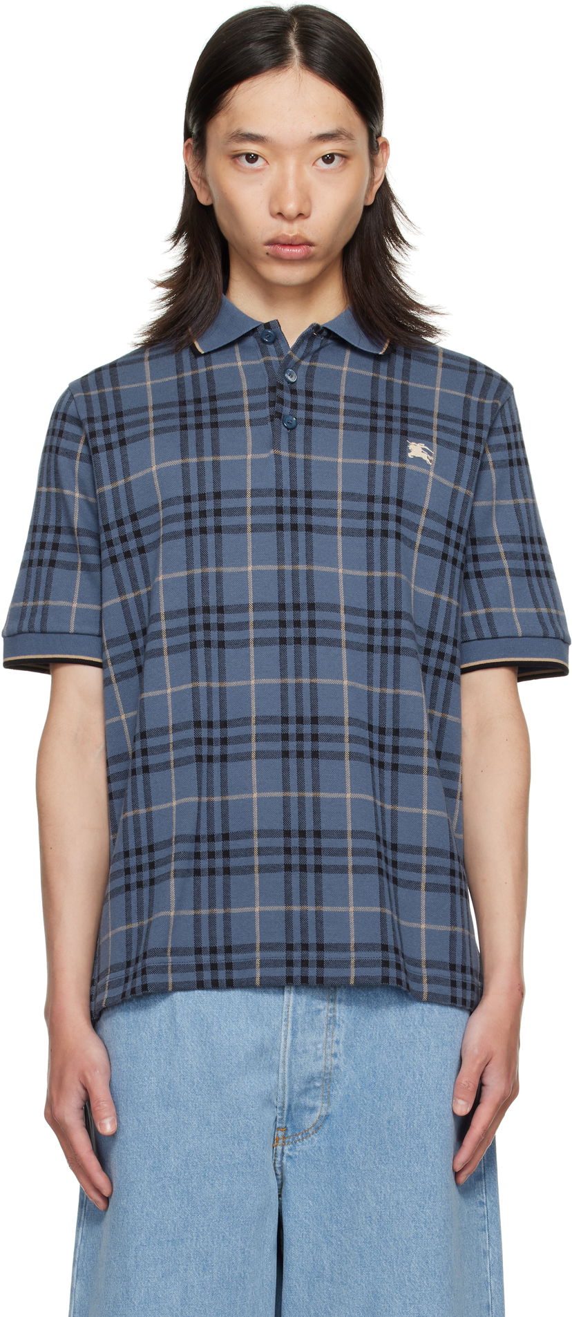 Polo majica Burberry Burberry Check Cotton Polo Plava | 8110104