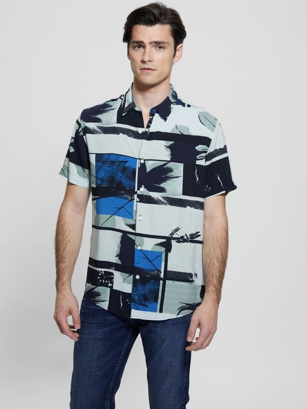 Košulja GUESS All Over Print Shirt Crna | M4GH64WD4Z2