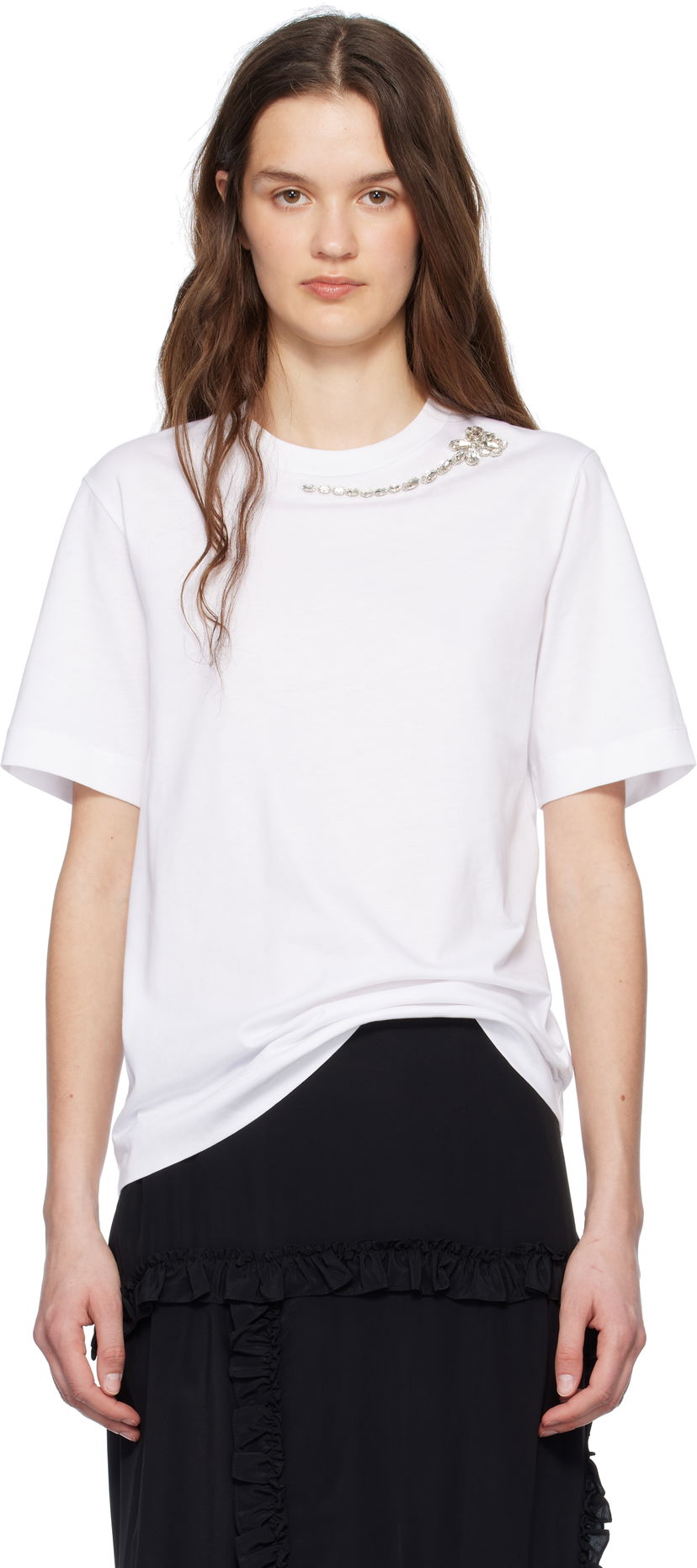 Majica kratkih rukava Simone Rocha Simone Rocha Embellished Flower T-Shirt Bijela | 5342B 0553
