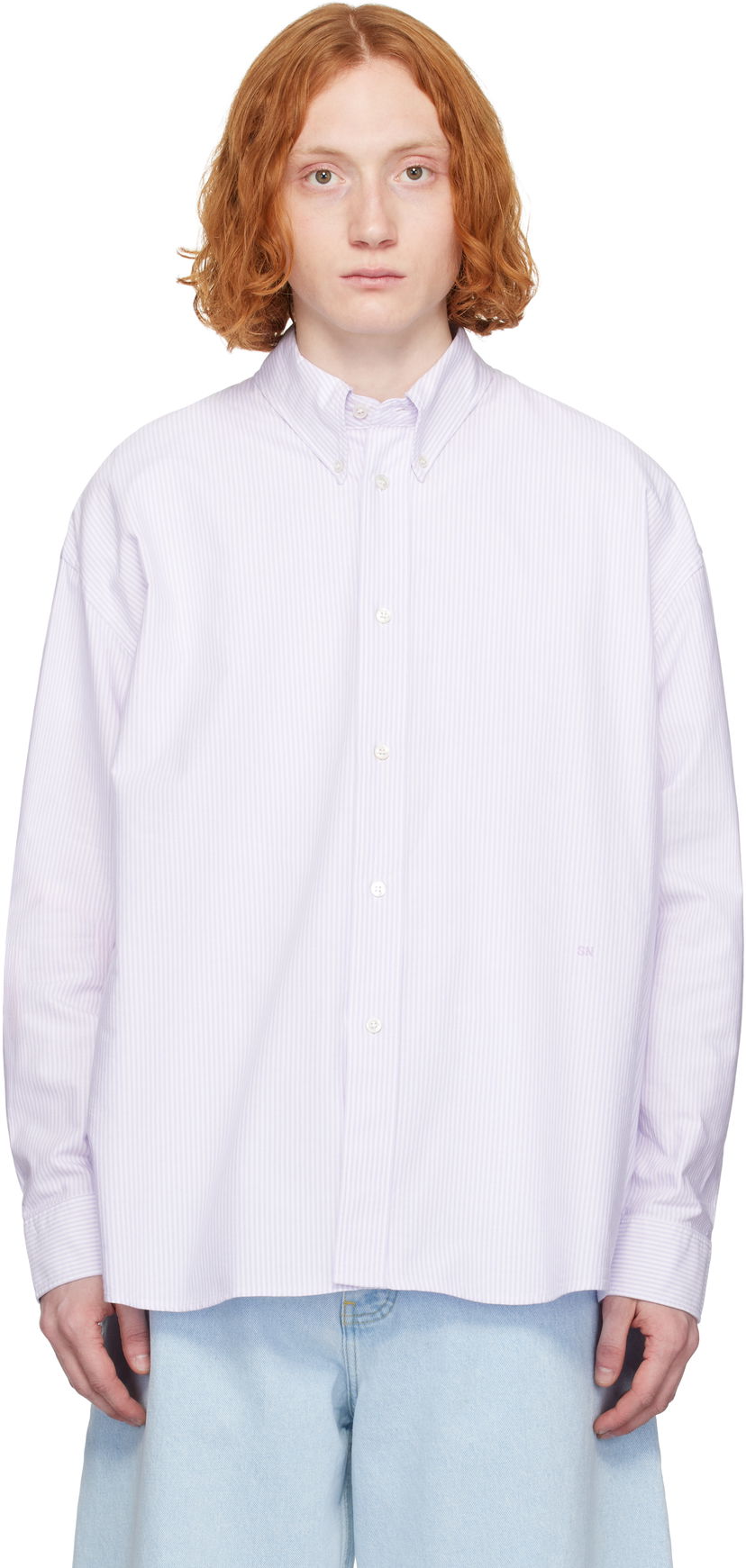 Košulja Studio Nicholson Studio Nicholson Ruskin Striped Shirt Ljubičasta | RUSKIN SNM - 1152