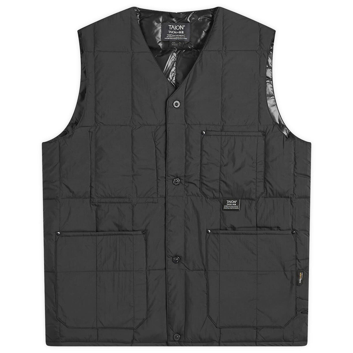 Prsluk TAION Work V-Neck Button Down Vest, Size Small Crna | TAION-001BWK-BLK, 0