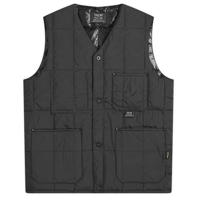 Prsluk TAION Work V-Neck Button Down Vest, Size Small Crna | TAION-001BWK-BLK