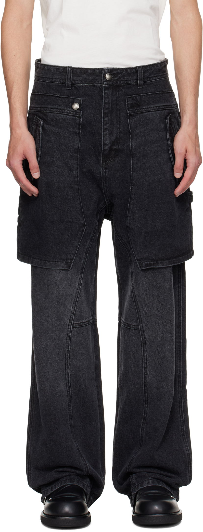 Jeans Andersson Bell Raptor Layered Wide-Leg Jeans Crna | apa838u