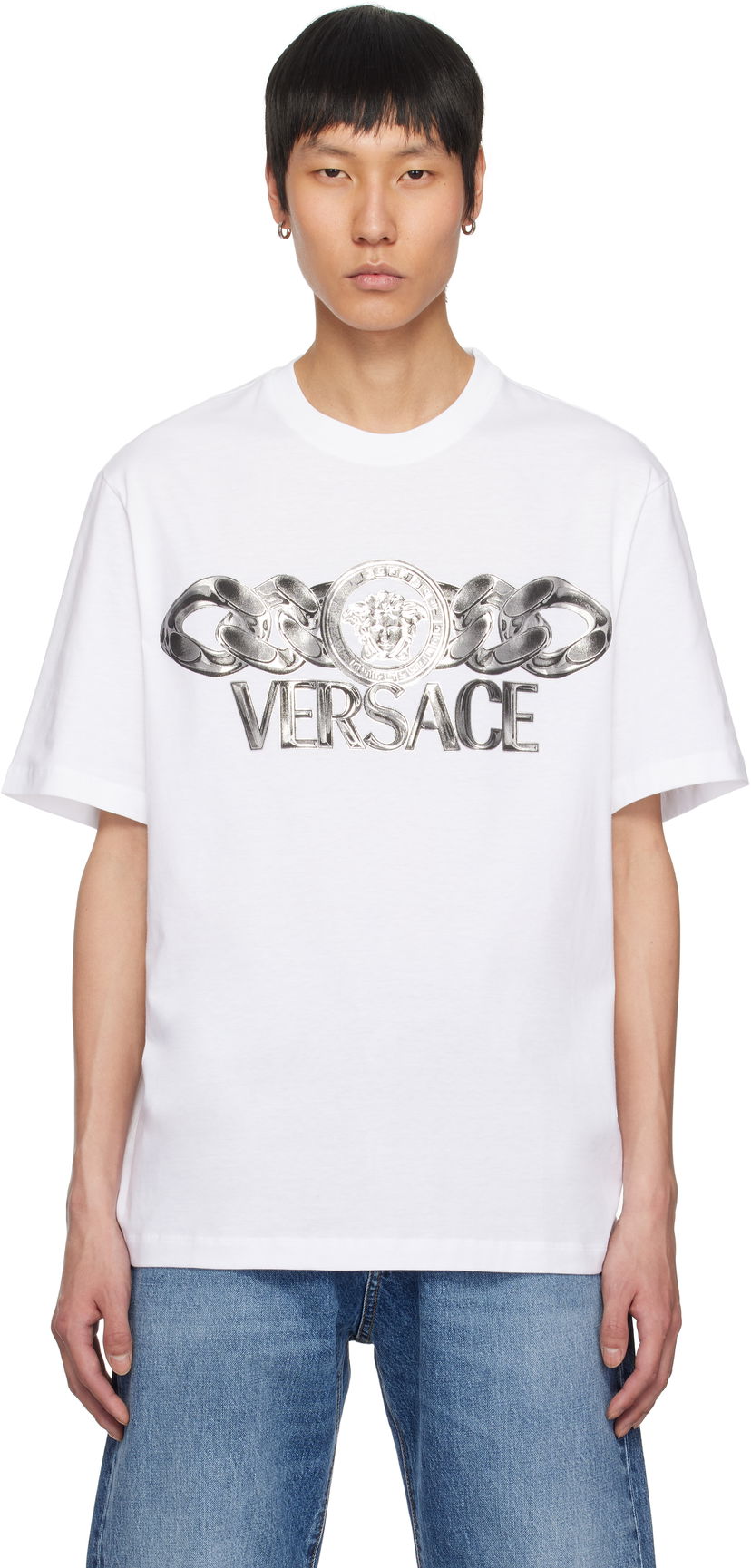 Majica kratkih rukava Versace Versace Medusa On Chain T-Shirt Bijela | 1013302_1A13405