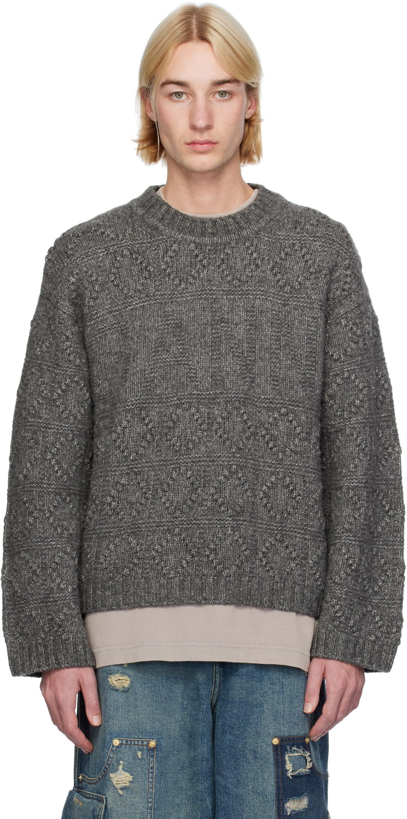 Džemper GANNI Bubble Knit Sweater Siva | K2338