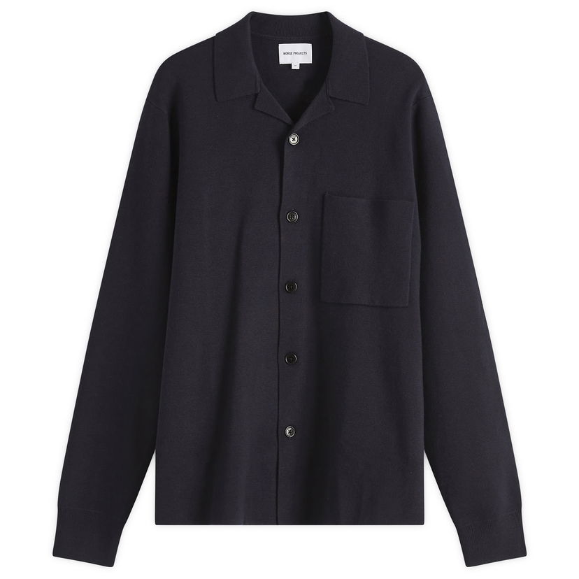 Košulja NORSE PROJECTS Norse Projects Nicolai Merino Cotton Cardigan, Size Large Tamnoplava | N45-0619-7004