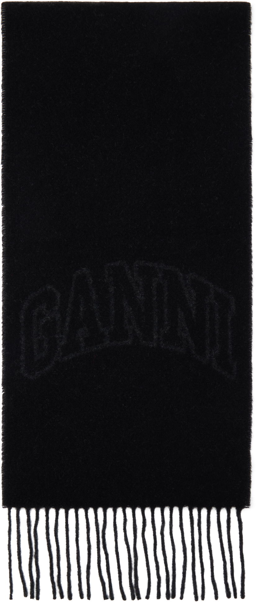 Šal GANNI Ganni Fringed Wool Scarf Crna | A6423