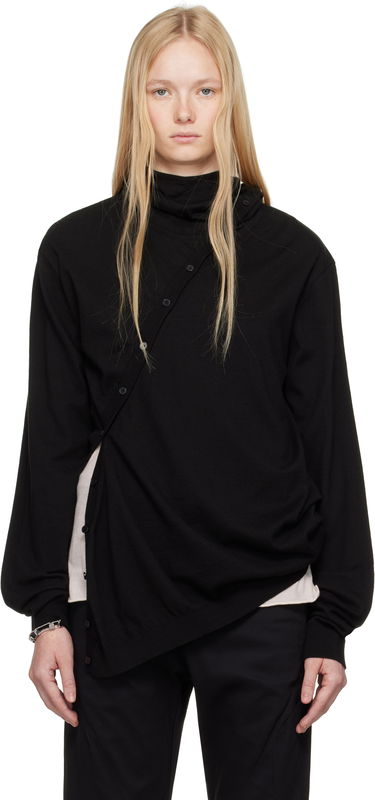 Džemper Post Archive Faction (PAF) 8.0 Center Knit Asymmetrical Hoodie by Post Archive Faction (PAF) Crna | 8.0 KHC-B, 0