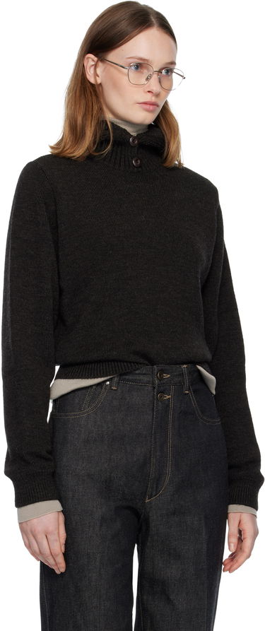 Džemper LEMAIRE Ribbed Mock-Neck Button Sweater Crna | TO1410 LK1028, 1