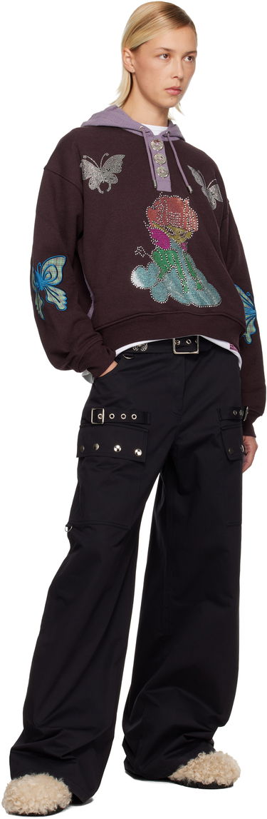 Dukserice Chopova Lowena Chopova Lowena Quimby Rhinestone Butterfly Hoodie Smeđa | 5265, 3