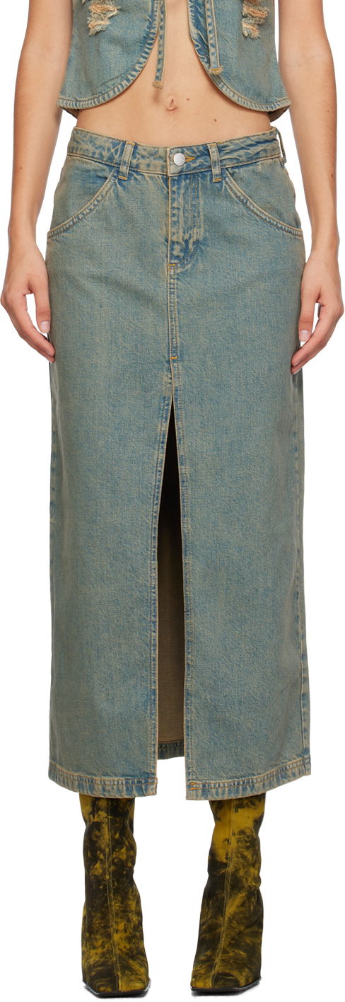 Suknja Miaou Miaou Rowan Denim Maxi Skirt Plava | 4034SD4GAD