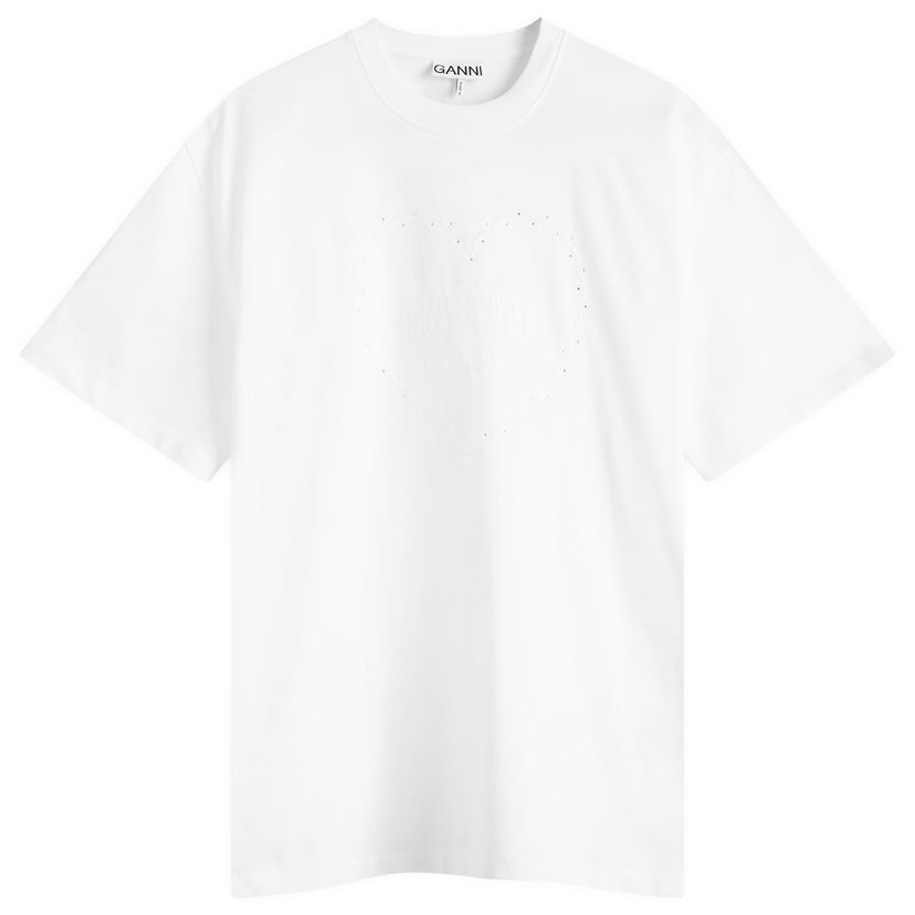 Majica kratkih rukava GANNI GANNI Heart Drop Shoulder T-Shirt, Size Large Bijela | T4033-151