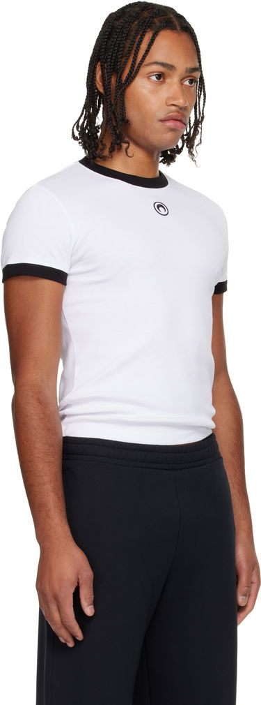 Majica kratkih rukava Marine Serre Moon Logo Bicolor Jersey Baby Fit T-shirt Bijela | UTT010ACJER0008, 1