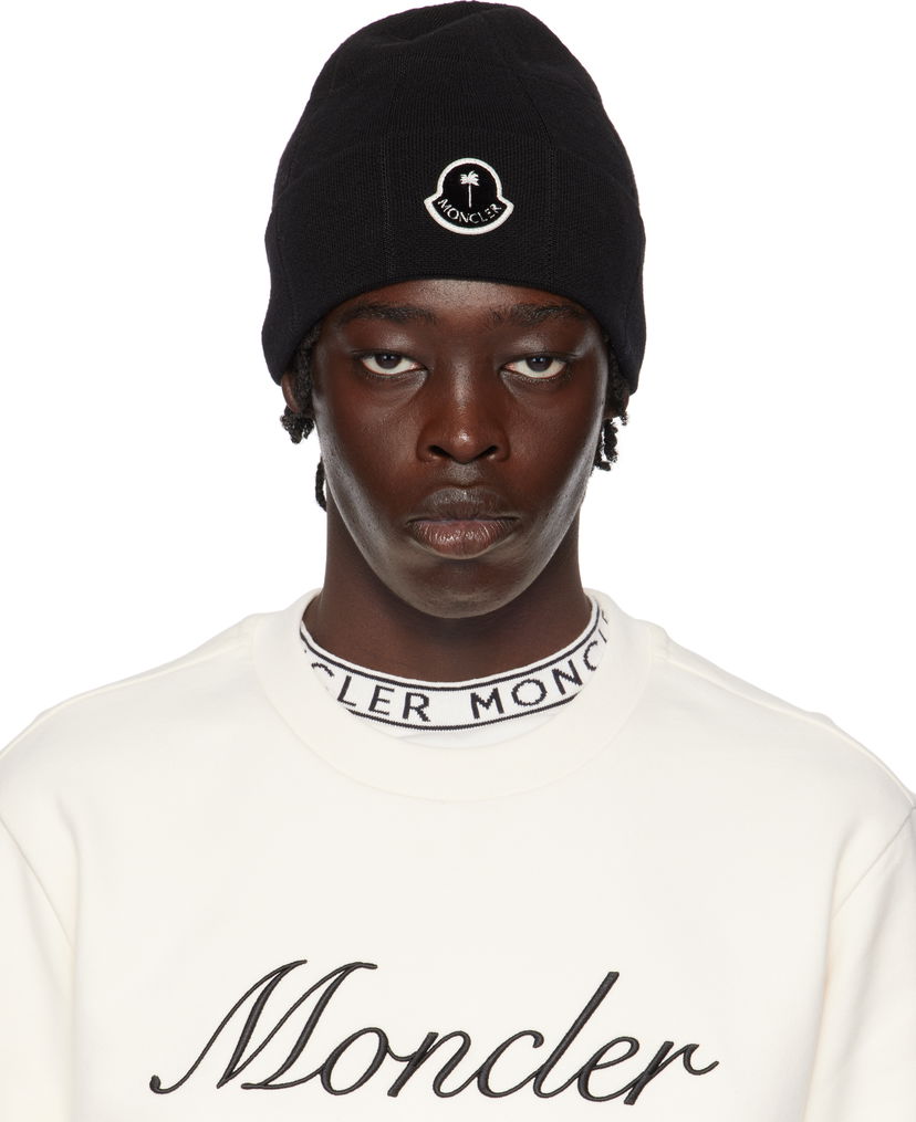 Kapica Moncler Logo Beanie Crna | J209L3G00003M5022