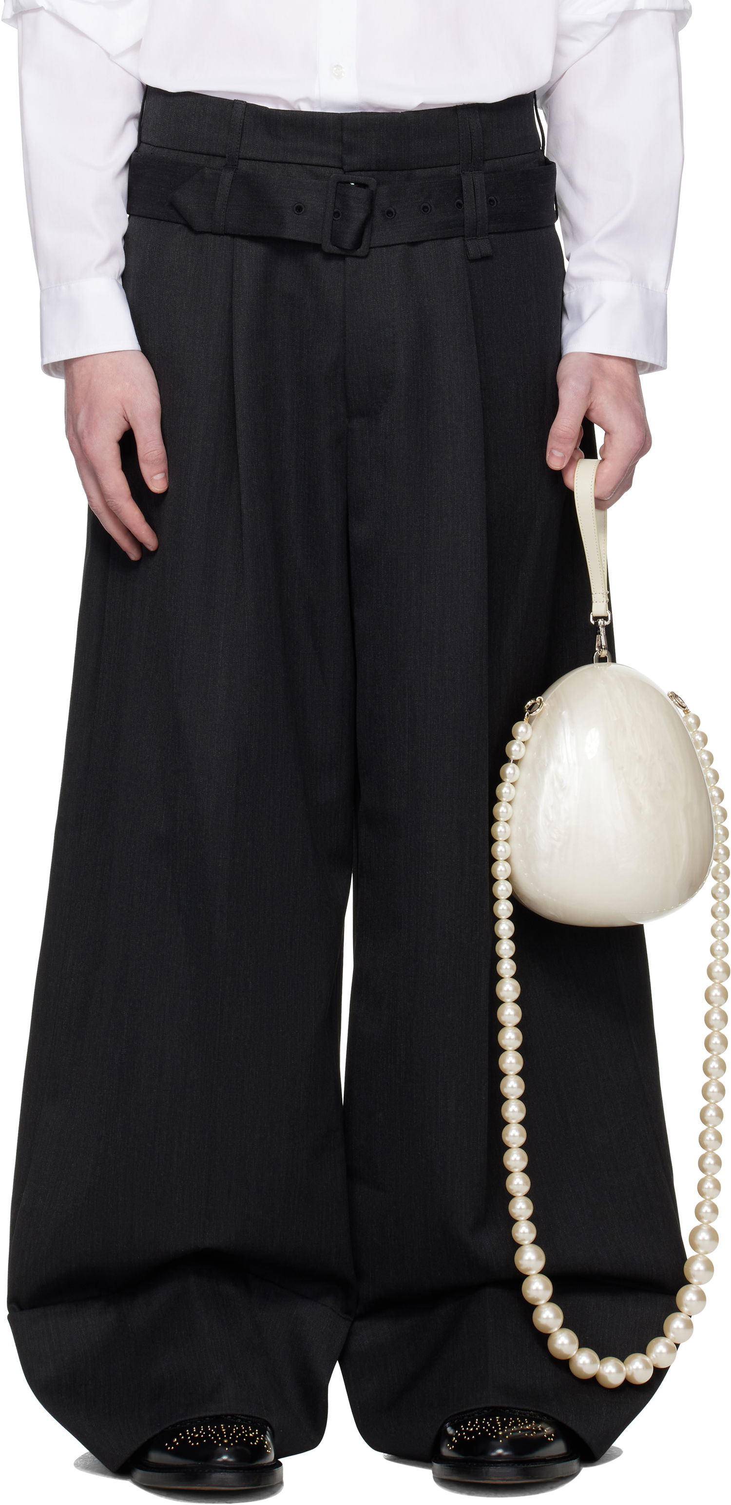Hlače Simone Rocha Simone Rocha Wide Leg Multi Belt Loop Trousers Crna | 4159 1217, 0