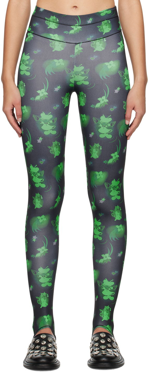 Tajice Chopova Lowena Cartoon Print Leggings Zelena | 4093