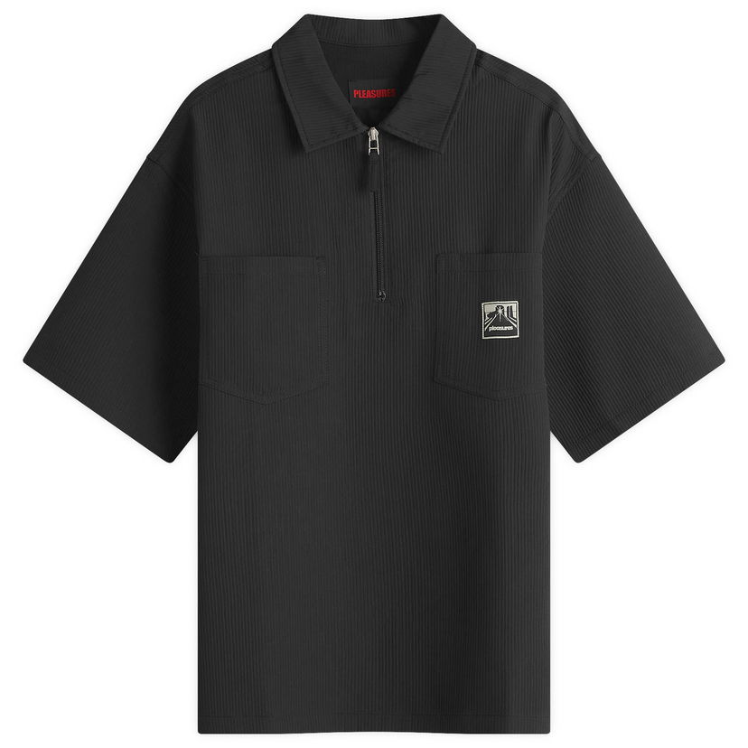 Polo majica Pleasures Electron Half Zip Shirt Crna | P25SP023-BLK