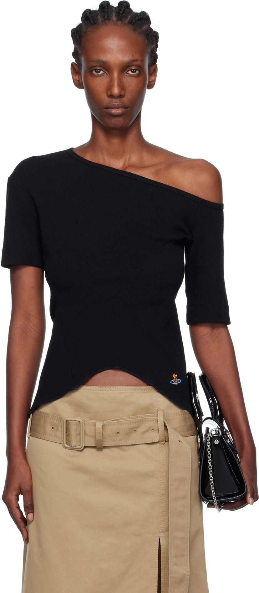 Majica kratkih rukava Vivienne Westwood Vivienne Westwood Asymmetrical Shoulder T-Shirt Crna | 1G010010-J009C-