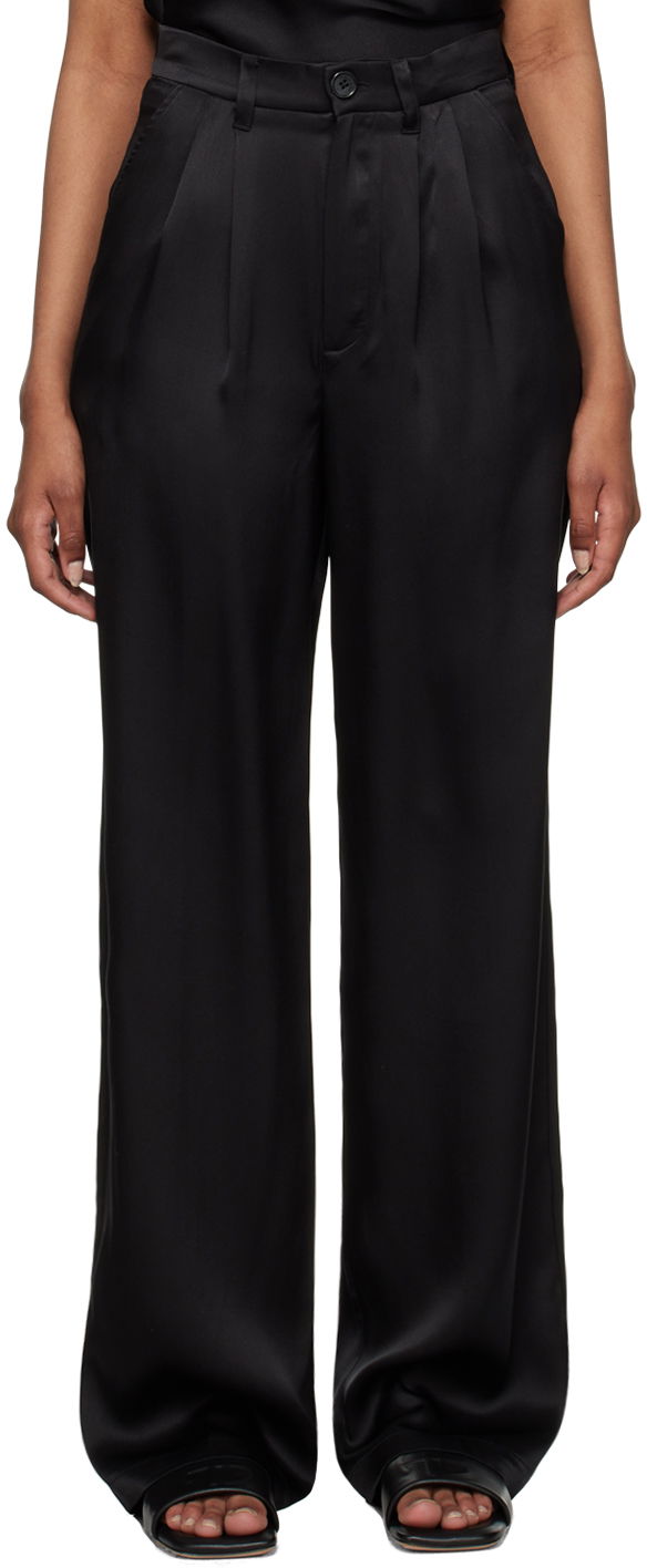 Hlače Anine Bing Carrie Satin Wide Leg Trousers Crna | A-03-3269-000B