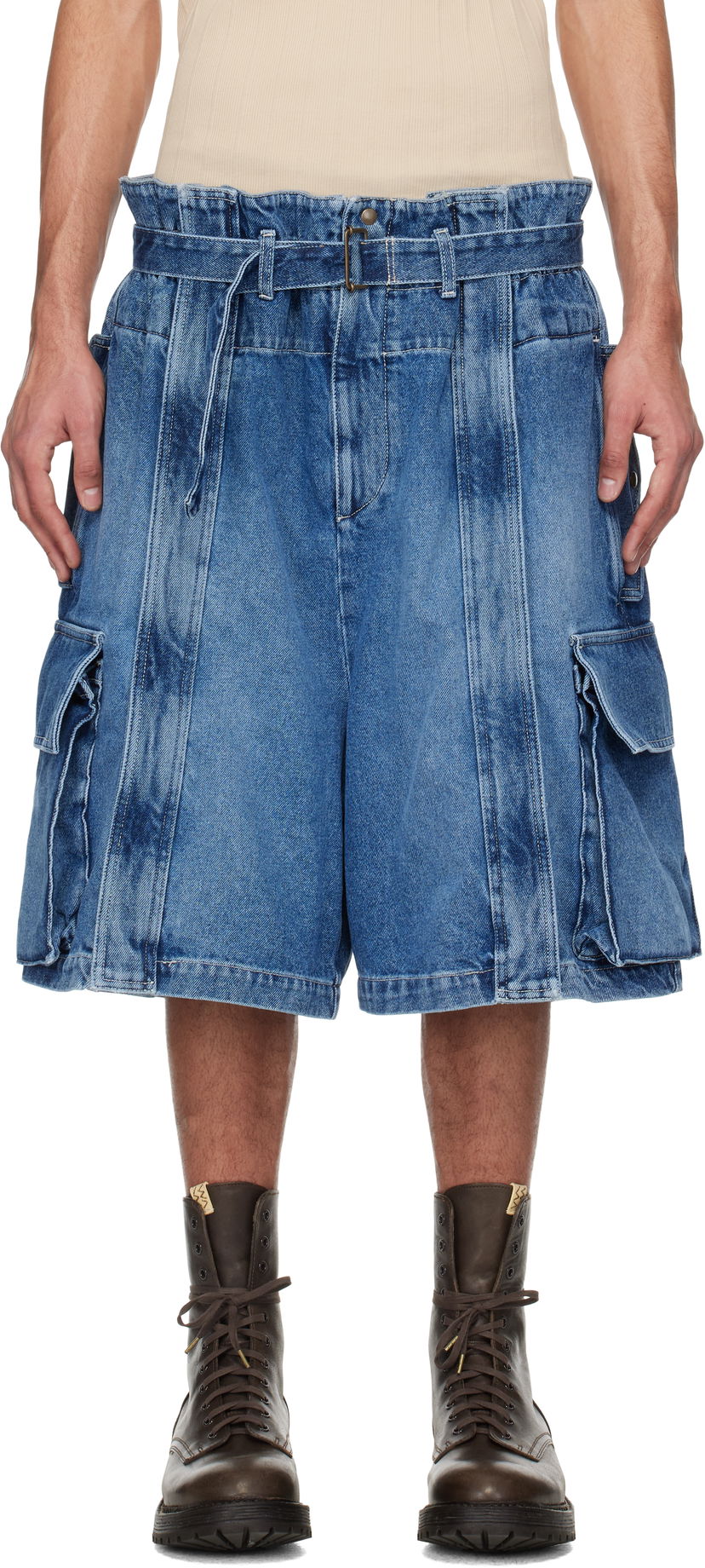 Kratke hlače HED MAYNER Hed Mayner Denim Cargo Shorts Plava | HMMA67025A-HA191