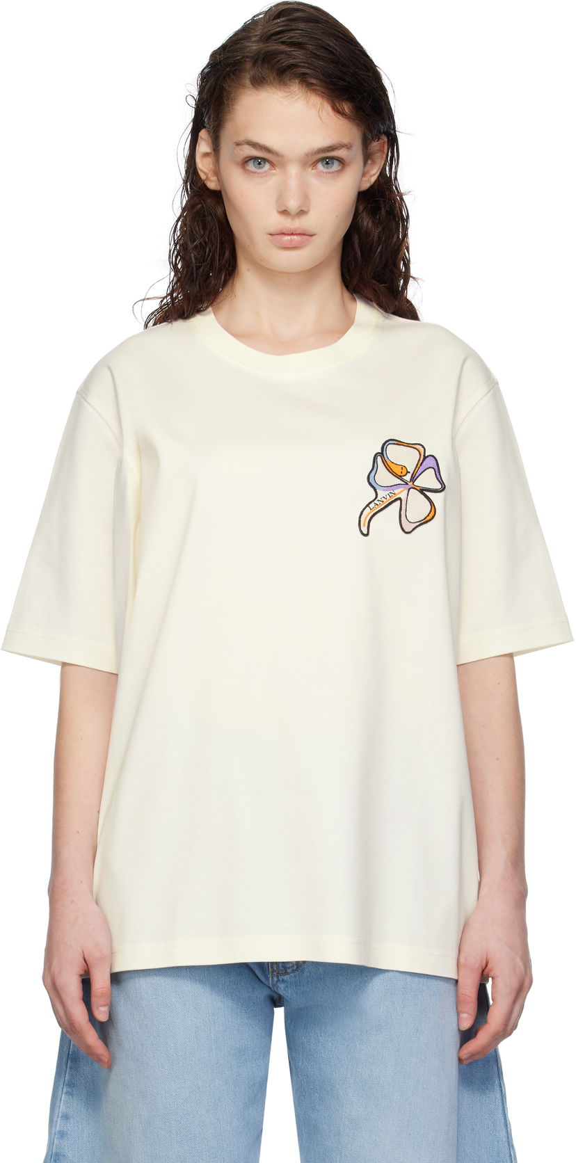 Majica kratkih rukava LANVIN Clover Snake Patch T-shirt Bijela | RU-TS0010-J156-H24