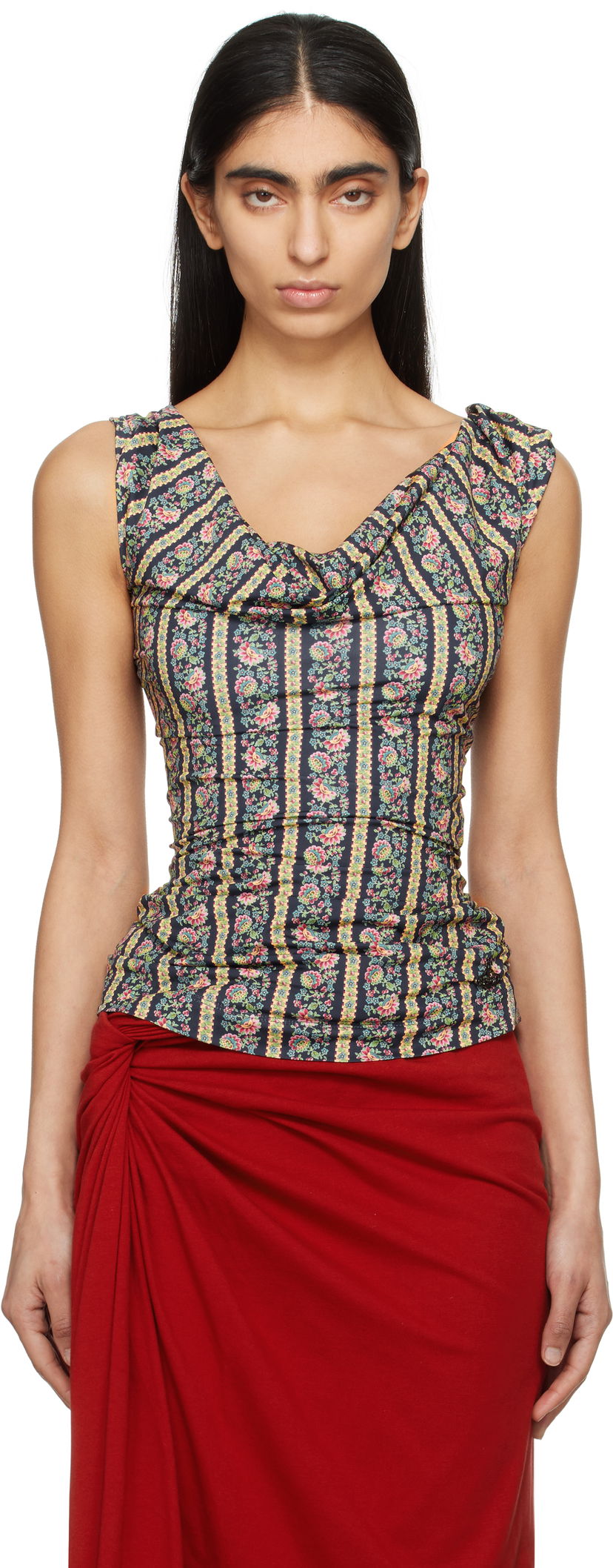 Majica bez rukava Vivienne Westwood Vivienne Westwood Ginnie Floral Jersey Sleeveless Top Crna | 16030007-J008A-
