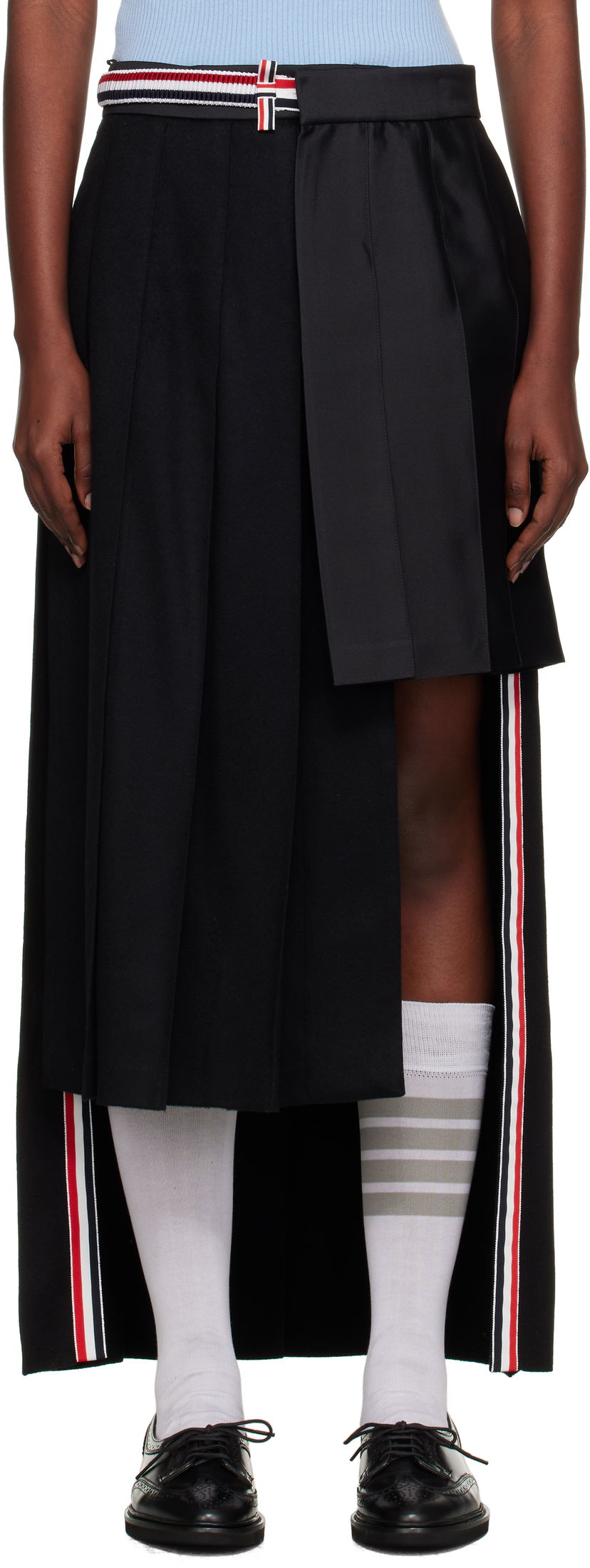 Suknja Thom Browne Wrap Pleated Midi Skirt Crna | FGCA33C-07962