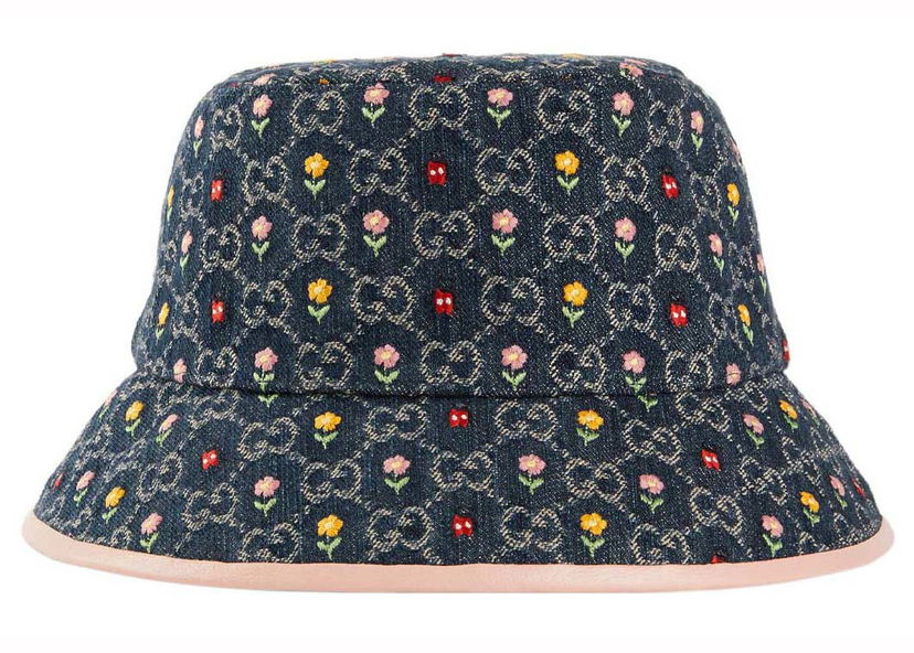 Šešir Gucci Embroidered Flower Denim Bucket Hat Blue Multi Višebojno | 701697 3HAJC 4472