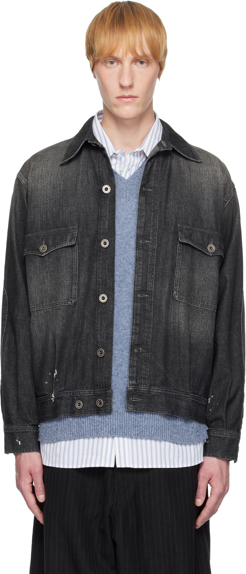 Jakna Maison Margiela Maison Margiela Distressed Denim Jacket Crna | S50AM0649 M30025