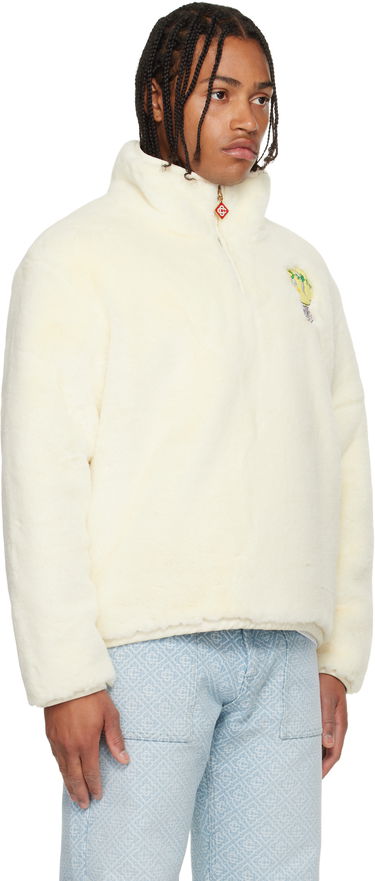 Jakna Casablanca Faux Fur Half-Zip Jacket Bijela | M-AW25-OT-228-01, 3