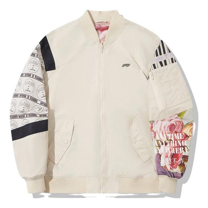Bomber jakna Li-Ning PLEASURES Graphic Bomber Jacket Bež | AJDT753-2