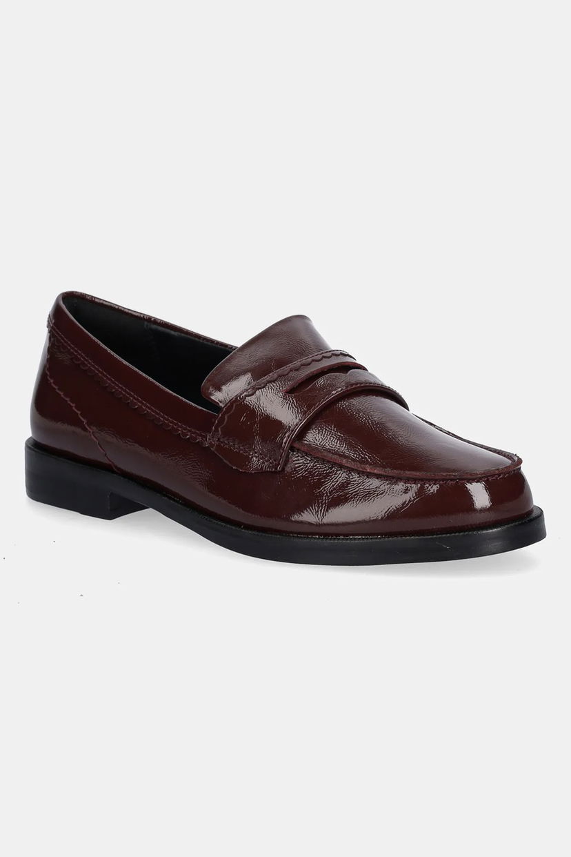 Tenisice i cipele Clarks Originals Straven Edge Leather Loafers with Flat Heel Tamnocrvena | 26184847