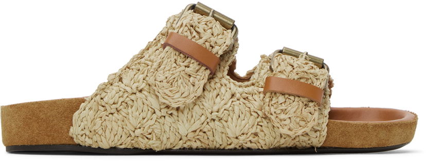 Dodaci ISABEL MARANT Isabel Marant Lennyo Raffia Double Buckle Flat Sandals Bež | 23PSD0014FA-A1B59S