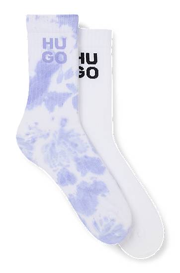 Čarape BOSS Two-Pack of Ribbed Short Socks with Stacked HUGO Logos Ljubičasta | 50537570, 0