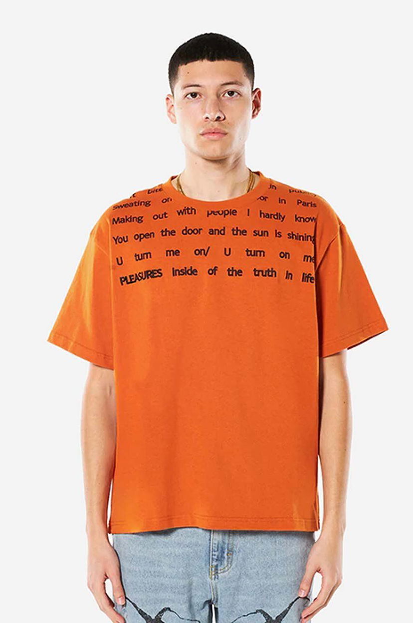 Majica kratkih rukava Pleasures T-Shirt With Print Narančasta | P22SP018