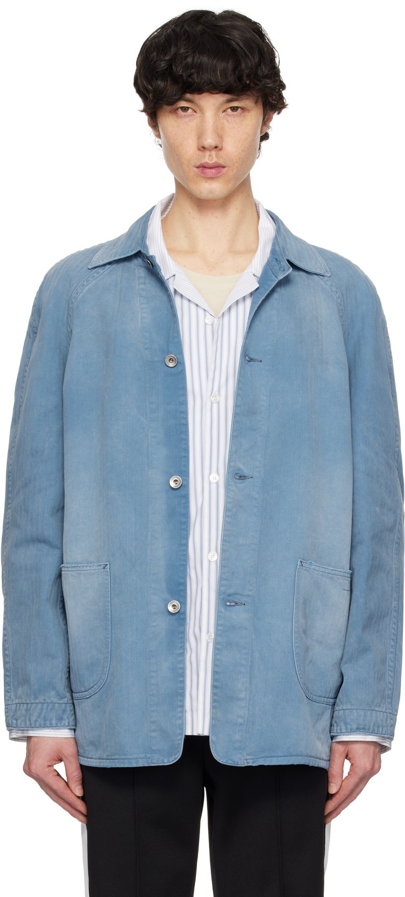 Jakna Maison Margiela Maison Margiela Distressed Caban Denim Jacket Plava | S50AM0635 M30024