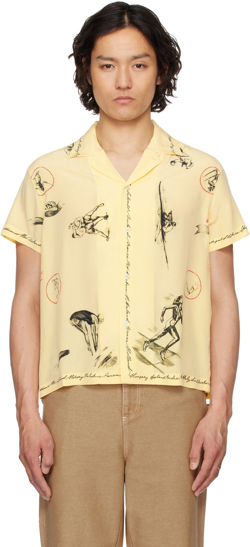 Košulja Bode Bode Games Print Relaxed-Fit Camp Collar Shirt Žuta | MRS25SH020
