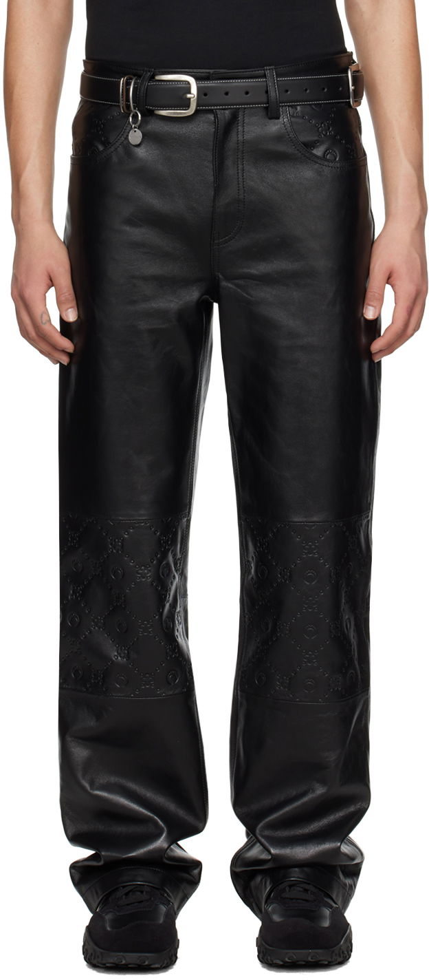Hlače Marine Serre Marine Serre Embossed Leather Pants Crna | MPA013 CLEA0030