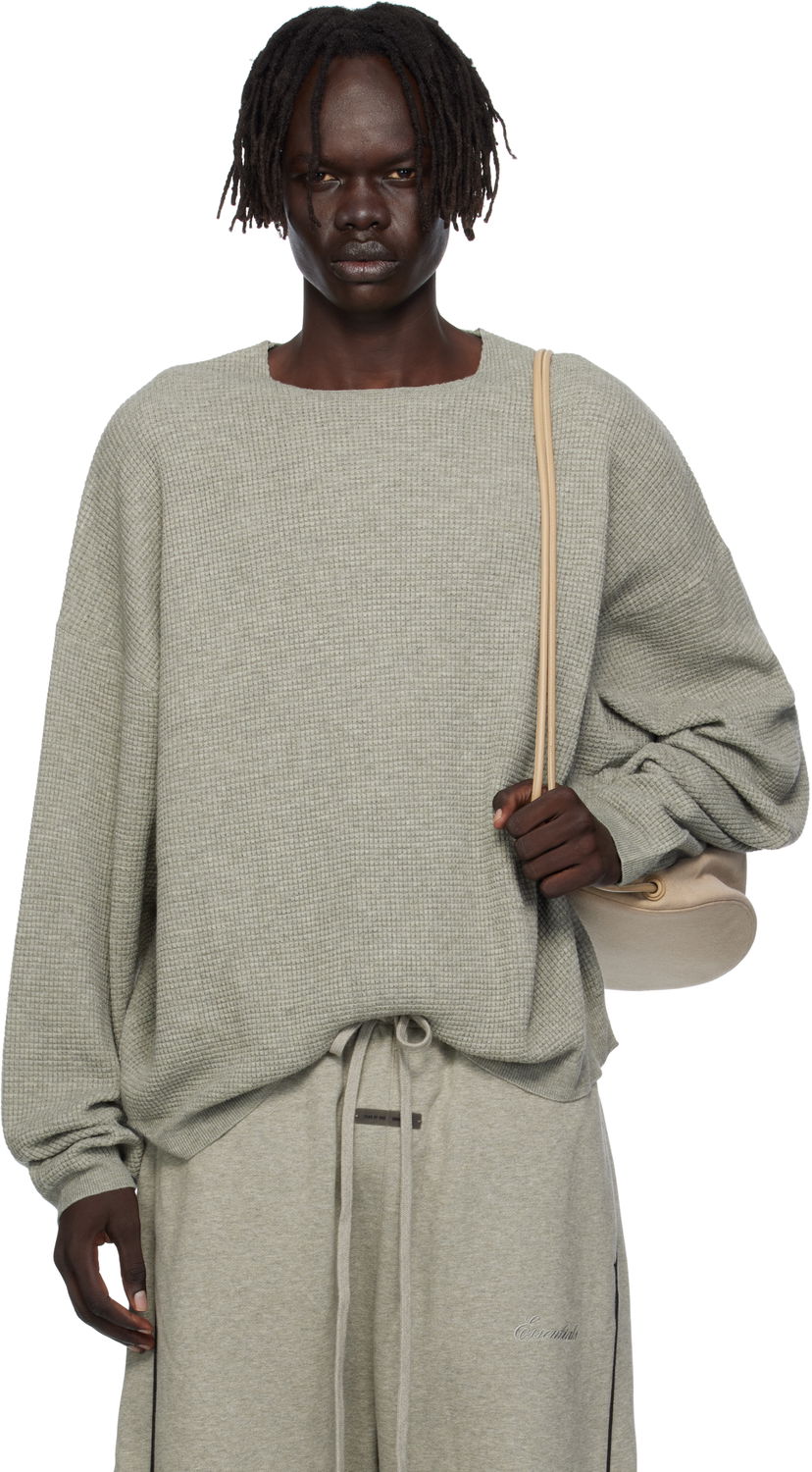 Dukserice Fear of God Fear of God ESSENTIALS Waffle Long Sleeve Crewneck Sweatshirt Siva | 192SP256165F