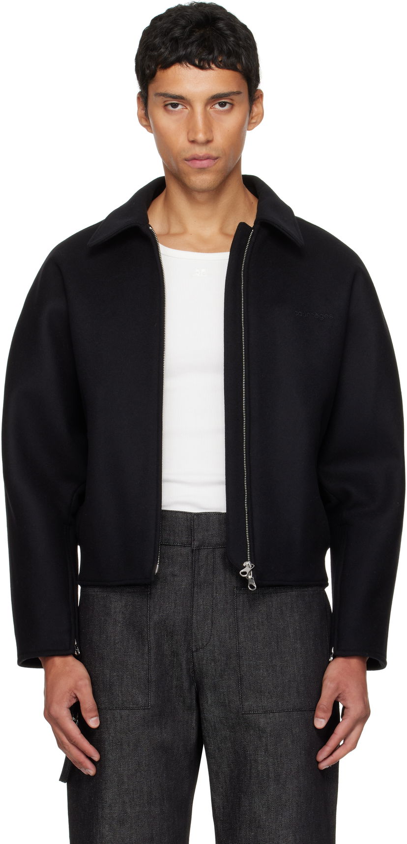 Bomber jakna Courrèges Courrèges Embroidered Wool Bomber Jacket Crna | 325CBL308WO0118