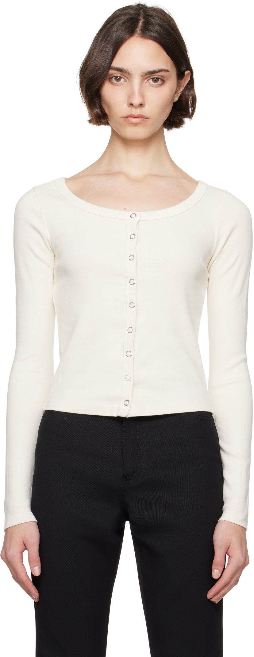 Džemper RE/DONE Re/Done Hanes Edition Scoop Neck Long Sleeve Top Bijela | 787-02WSCNKCD