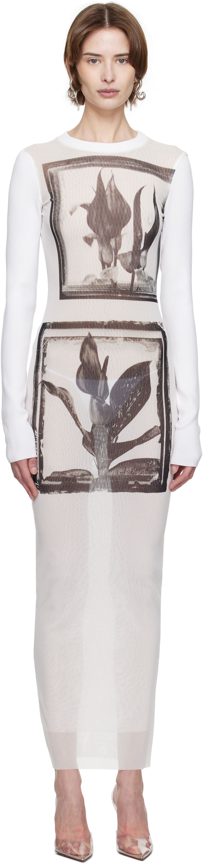 Haljina Jean Paul Gaultier Jean Paul Gaultier Flowers Cadres Maxi Dress Bijela | 25/33-F-RO359-T579-010200
