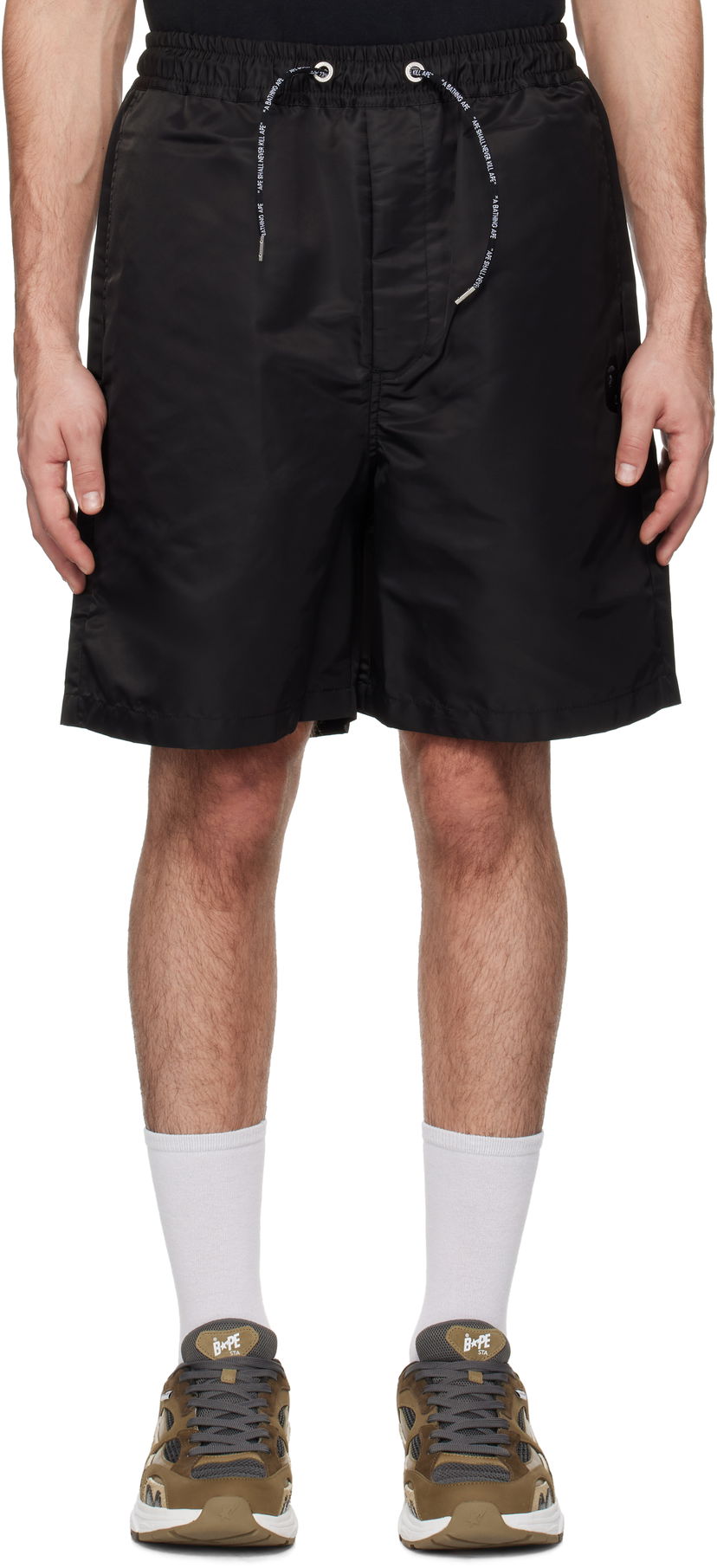 Kratke hlače BAPE Ape Head Nylon Shorts Crna | 001SPK801301M