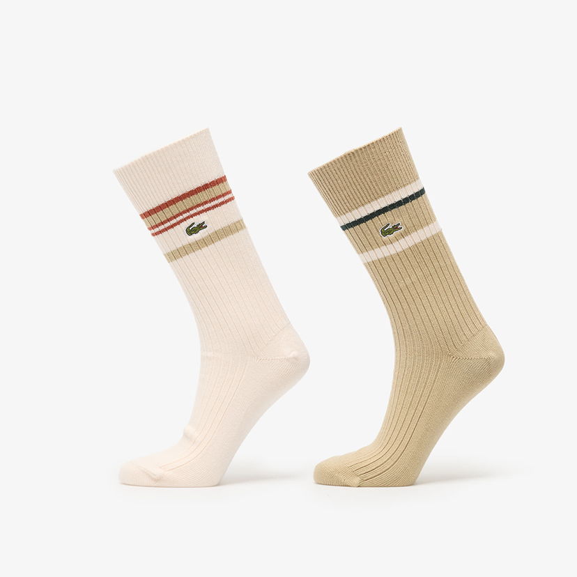 Čarape Lacoste Lacoste Striped Ribbed Socks Bež | RA5988 7PT